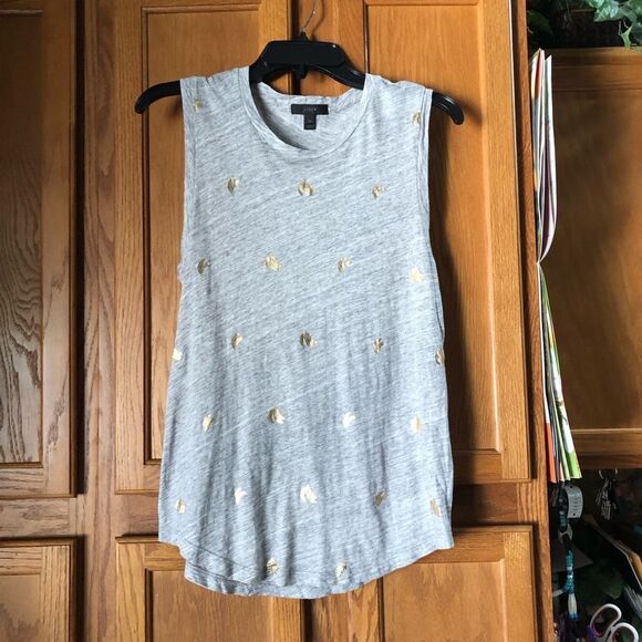 J Crew Scoop Neck Metallic Banana Heather Sleeveless Top Gray - XS - Picture 2 of 12